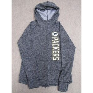 NFL Green Bay Packers Womens Full Zip Hoodie Space Dye Grey Jacket L 58JO7002